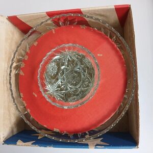 Vtg Early American Prescut Anchor Hocking 3 pc Chip n Dip Set in Original Box